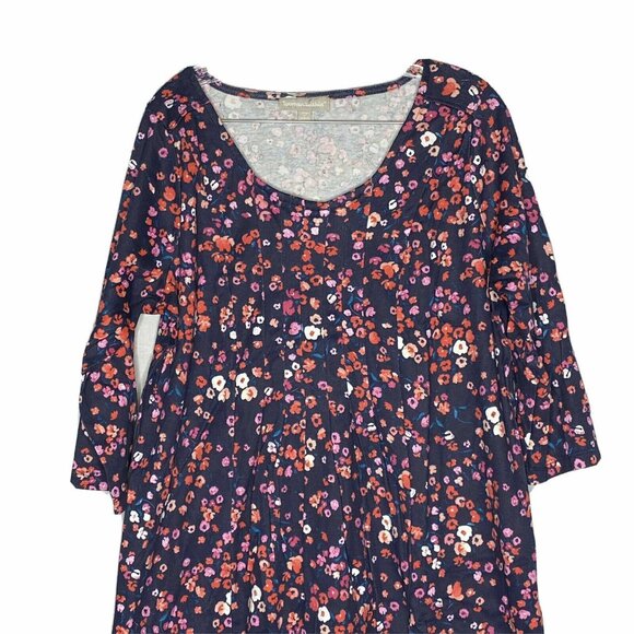 Woman Within Multi Color Floral 3/4 Sleeve Casual Sheath Dress 14/16 Pockets - Picture 2 of 5